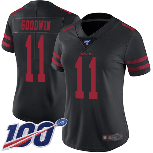 San Francisco 49ers Limited Black Women 11 Marquise Goodwin Alternate NFL Jersey 100th Vapor Untouchable